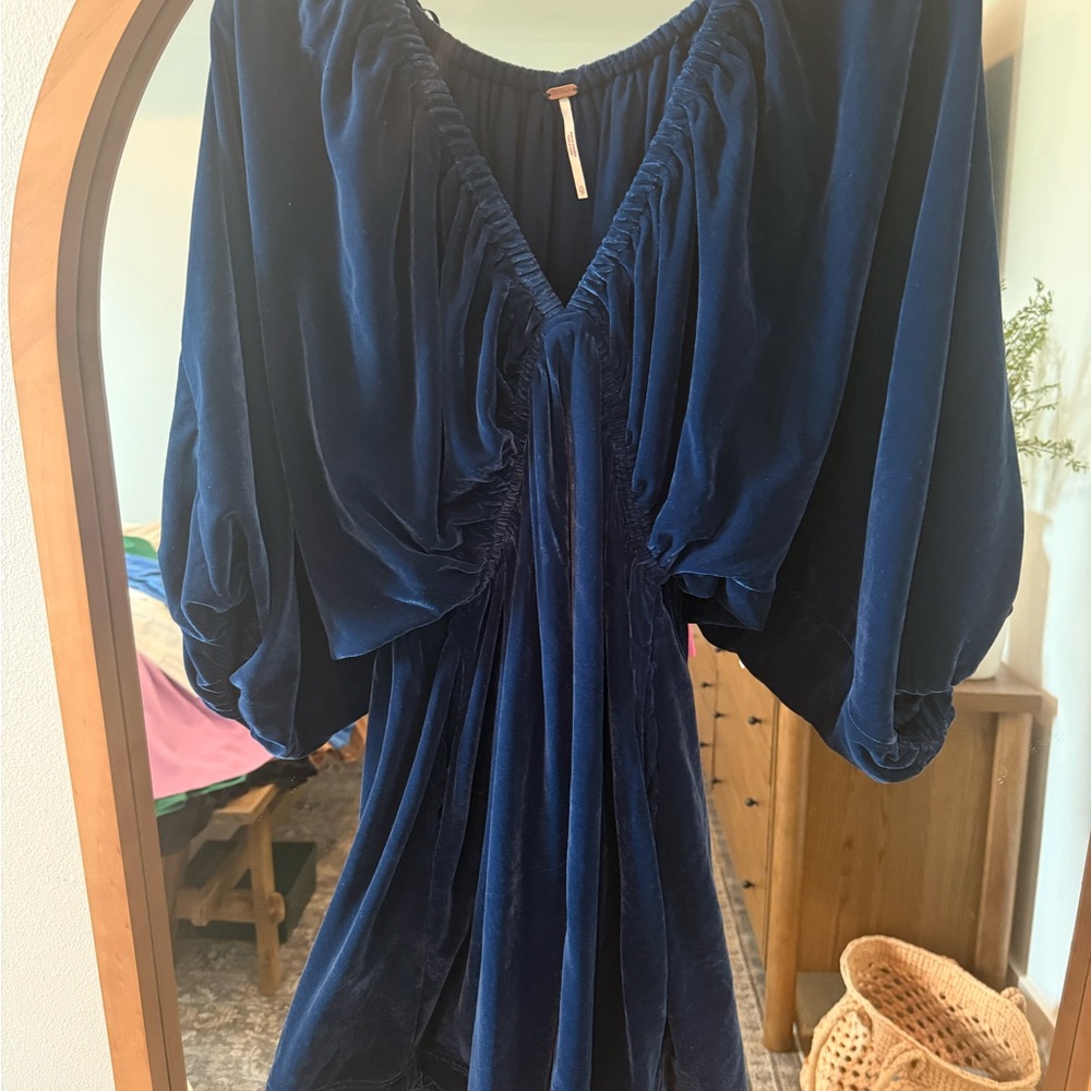Free People Blue Velvet Mini Dress